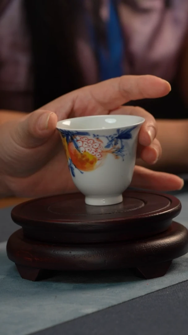 杯子非遗传承人-釉里红研究院-青花加彩多子铃铛杯