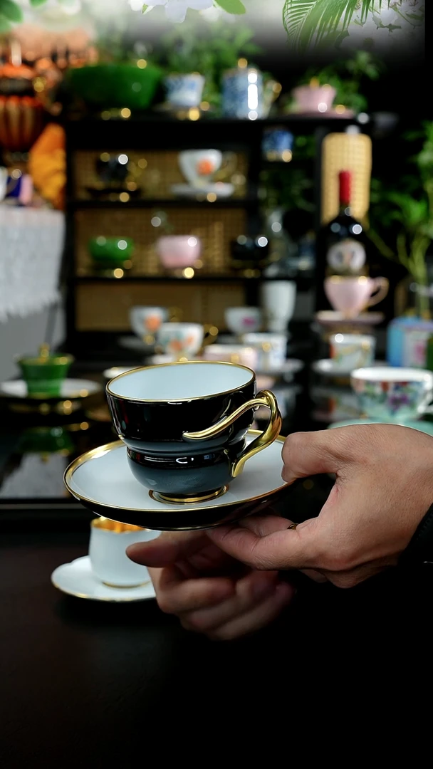 手工乌金釉福妞咖啡杯