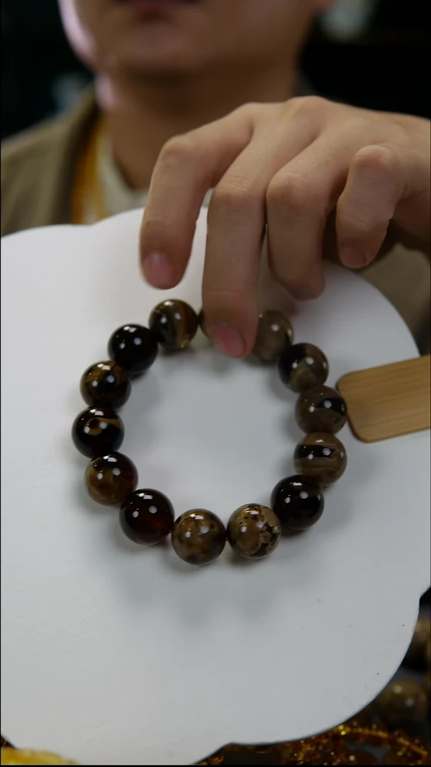 手串琥珀未镶嵌16mm缅甸天然溶洞根珀手串
