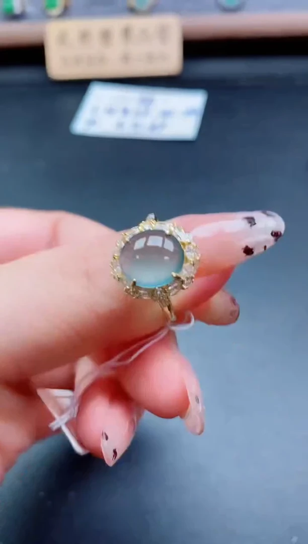 银S925镶嵌戒指翡翠1