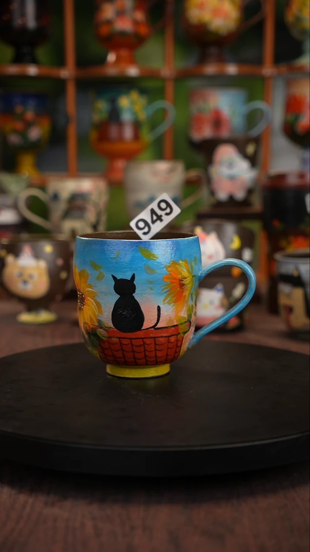 五彩手绘陶瓷紫砂杯