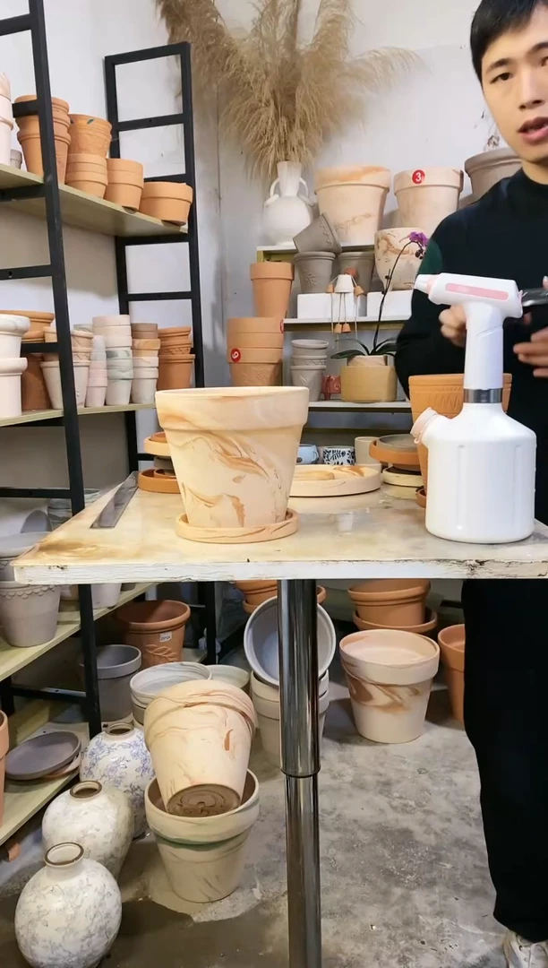 【闪购商品】陶18*17玛奇朵 2盆2托