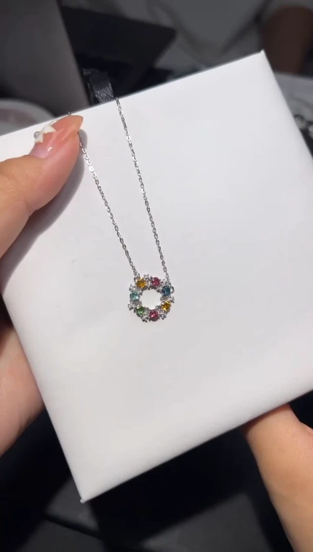 吊坠(赠链)银S925镶嵌碧玺碧玺项链吊坠