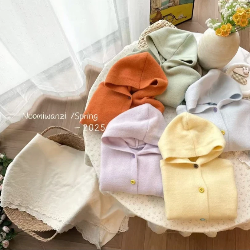 【春款】2025春季新款儿童韩系百搭洋气彩色针织毛衣外套女童韩版