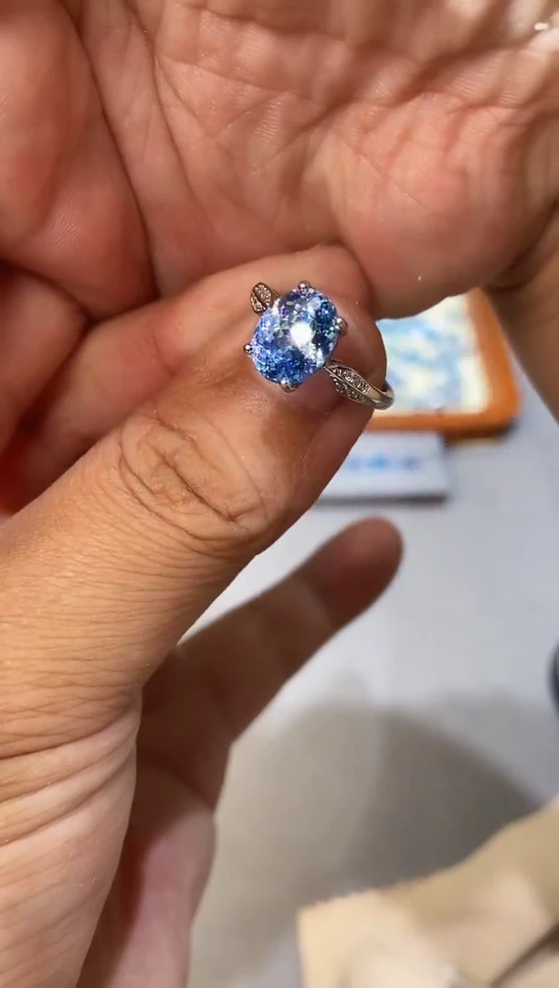海蓝宝石戒圈银S925镶嵌.......