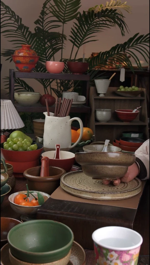 碗微瑕景德镇手工高温餐具酱色面碗