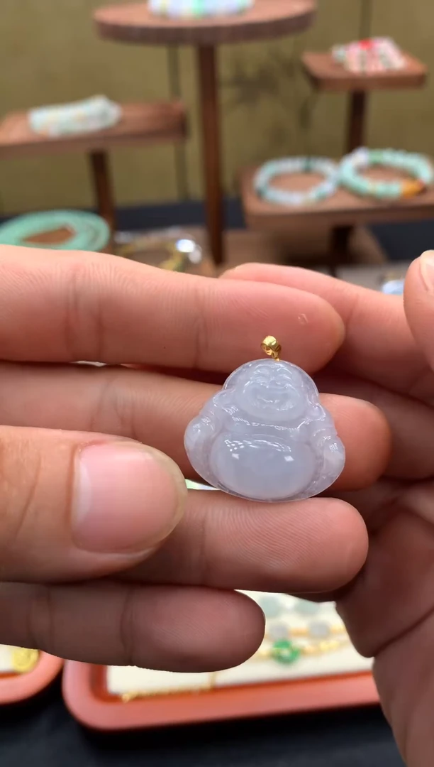 翡翠18K金镶嵌吊坠(不含链)佛公