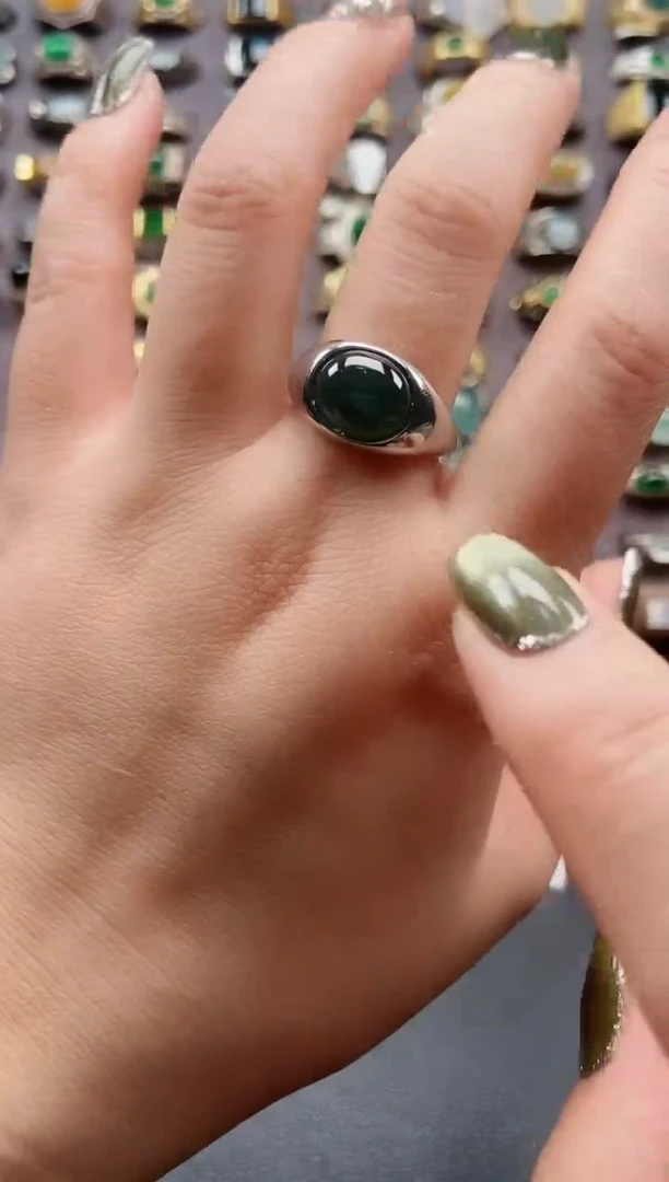 未镶嵌戒指翡翠老**特天然翡翠男戒