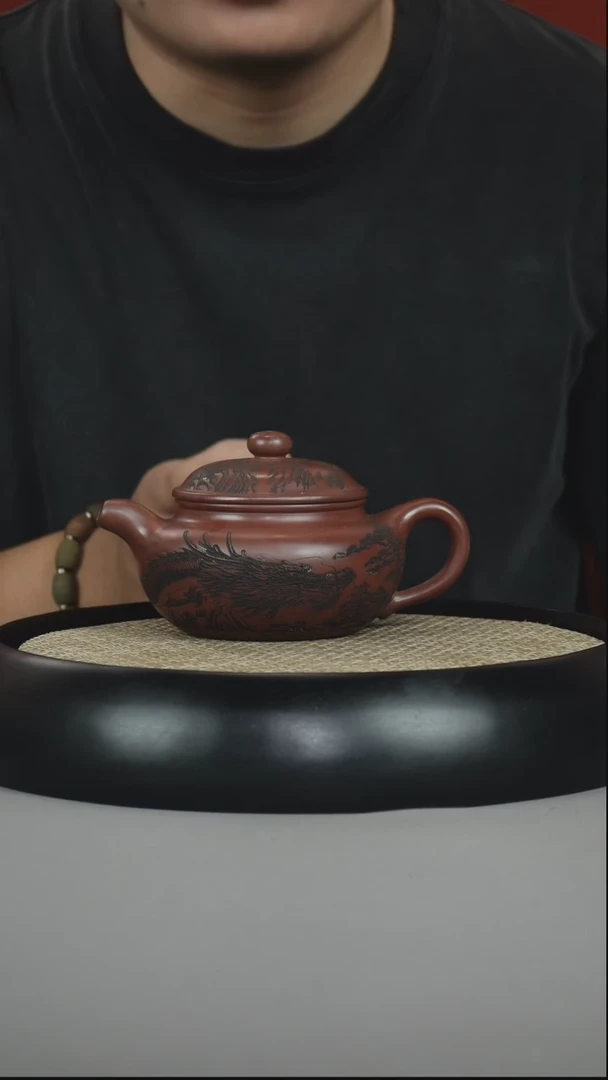 茶壶紫砂龙血砂 仿古 龙行天下
