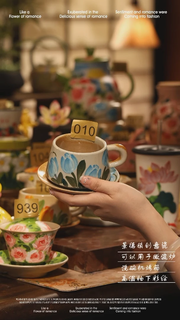 陶瓷景德镇高温手绘釉下彩设计师款式