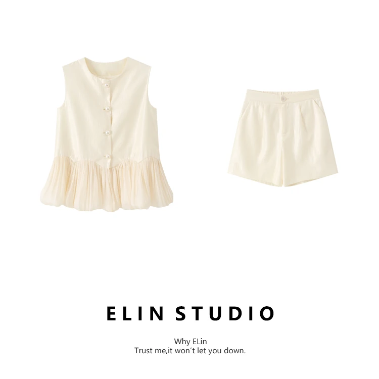 ELIN/现货【格温月光】夏新款气质显瘦百搭轻奢洋气时尚套装#LT289