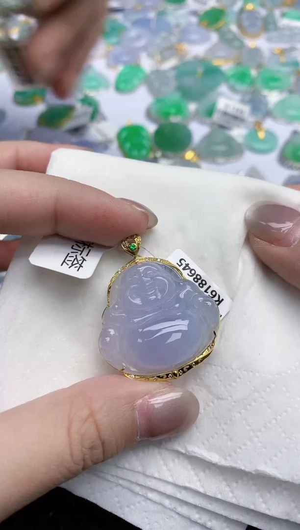 【闪购商品】翡翠颈饰18K金镶嵌天然翡翠A货