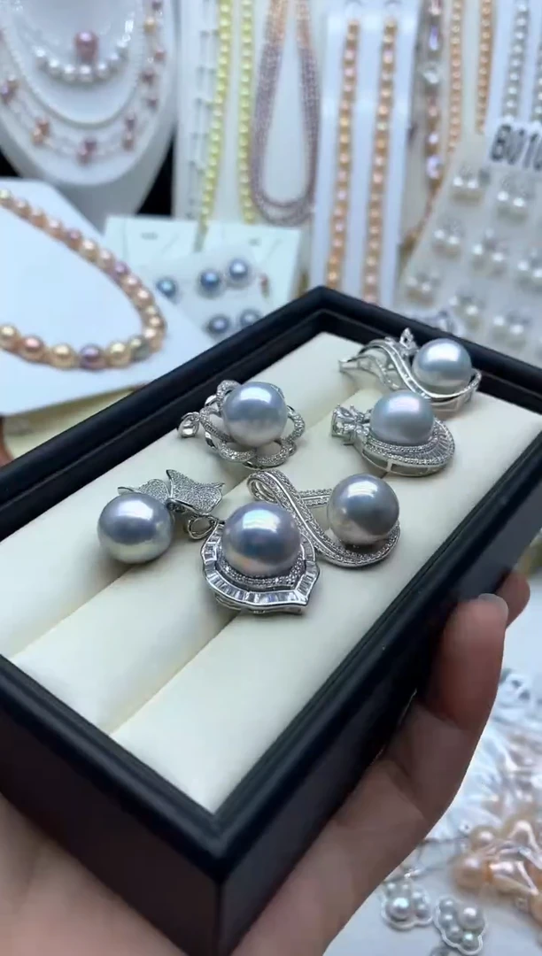 淡水珍珠银S925镶嵌吊坠(不含链)多样性发其一