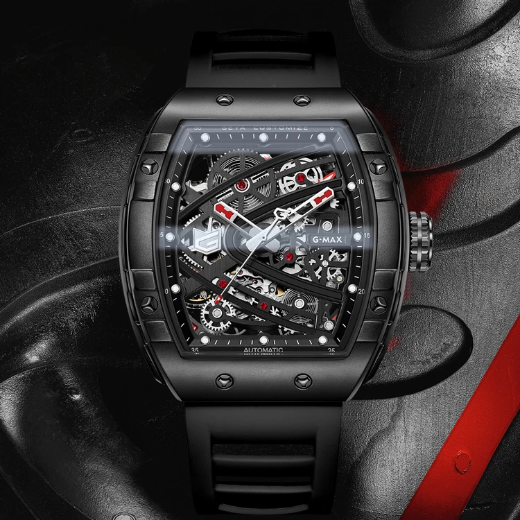 GEYA/格雅U型赛道机械表时尚潮流酒桶型全自动男士表商场同款8251