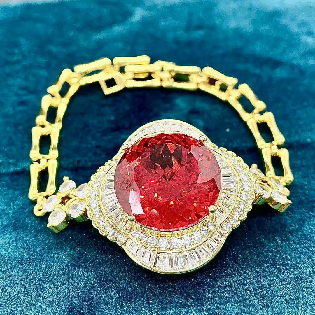 【南非库里南】NFKLN 高端奢华定制 豪镶红色四爪圆包手链 191