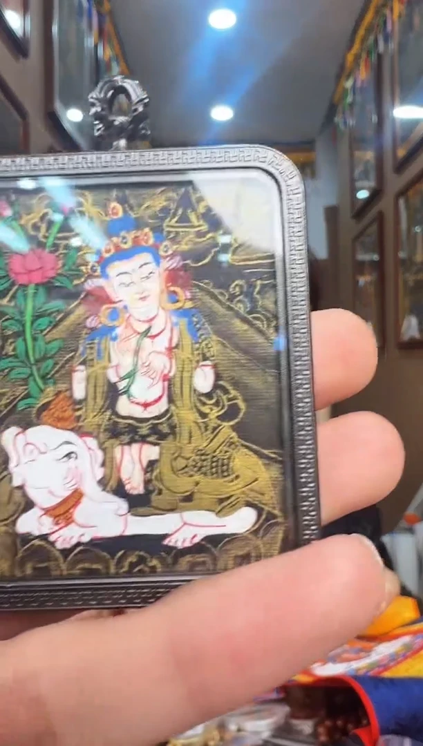 吊坠普贤菩萨-热贡纯手绘唐卡