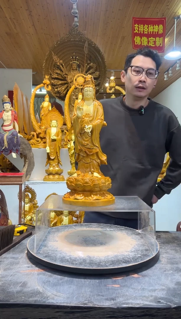 香樟木站姿净瓶观音50cm高