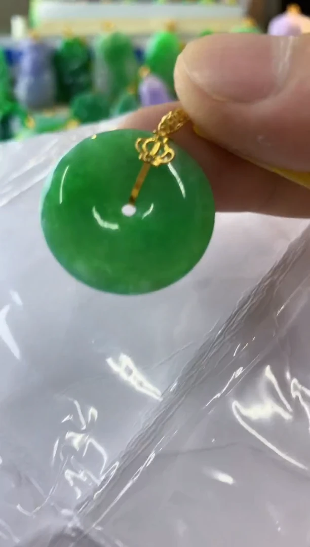 翡翠18K金镶嵌吊坠(不含链)挂件