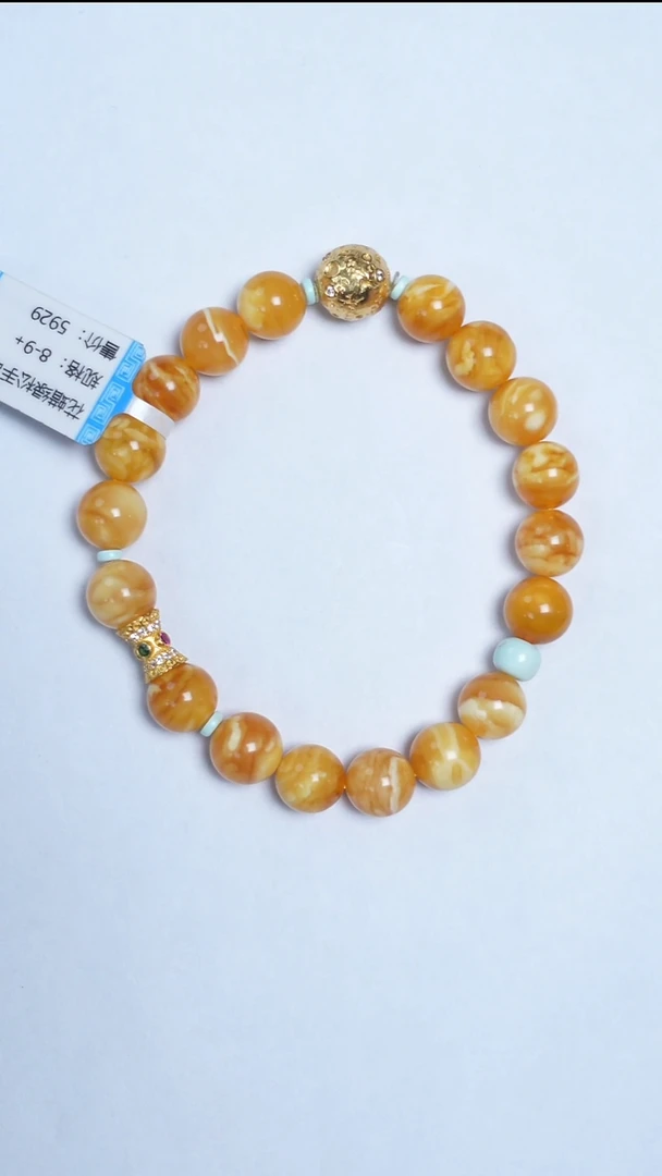 手链琥珀未镶嵌花蜡绿松手串