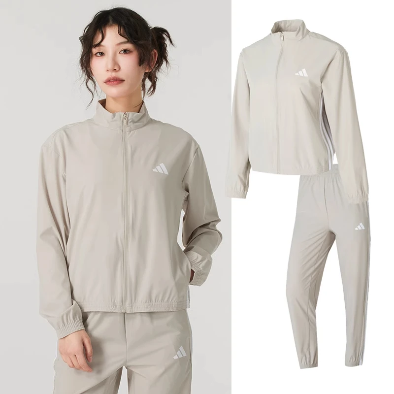 阿迪达斯运动套装女2025春季新款立领夹克外套长裤两件套休闲裤子