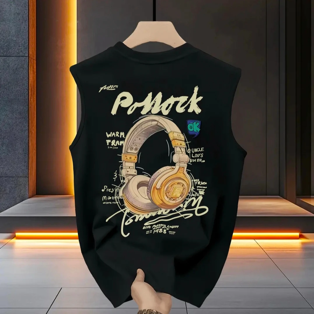 雅鹿男装纯色内搭无袖T恤男夏坎肩运动衣服白色背心男士打底上衣