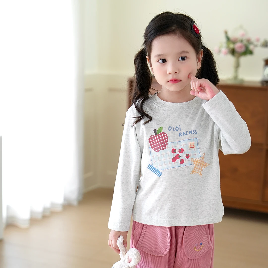 现货【野炊T】女童纯棉7532长袖T恤2025新款秋季女宝宝百搭卡通上衣