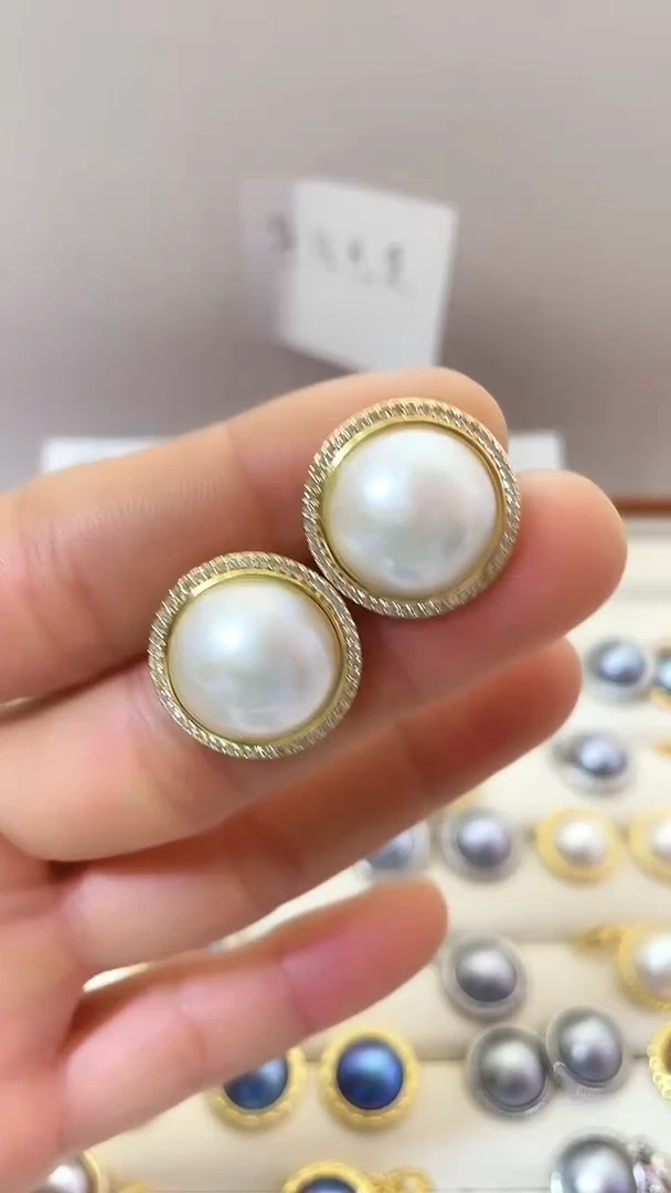 耳饰拼合珍珠（马贝珠）合金1516