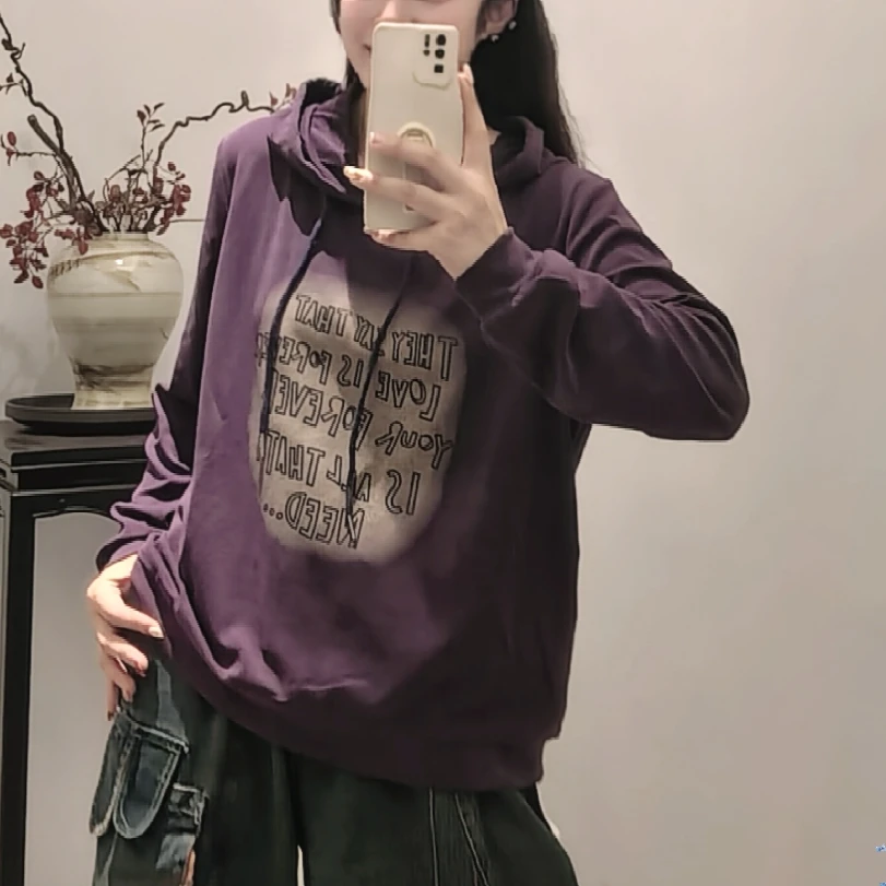 15825新款春秋休闲减龄宽松显瘦连帽卫衣