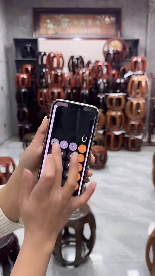 【闪购商品】花梨木类家具鸡翅木大号印花鼓凳一对