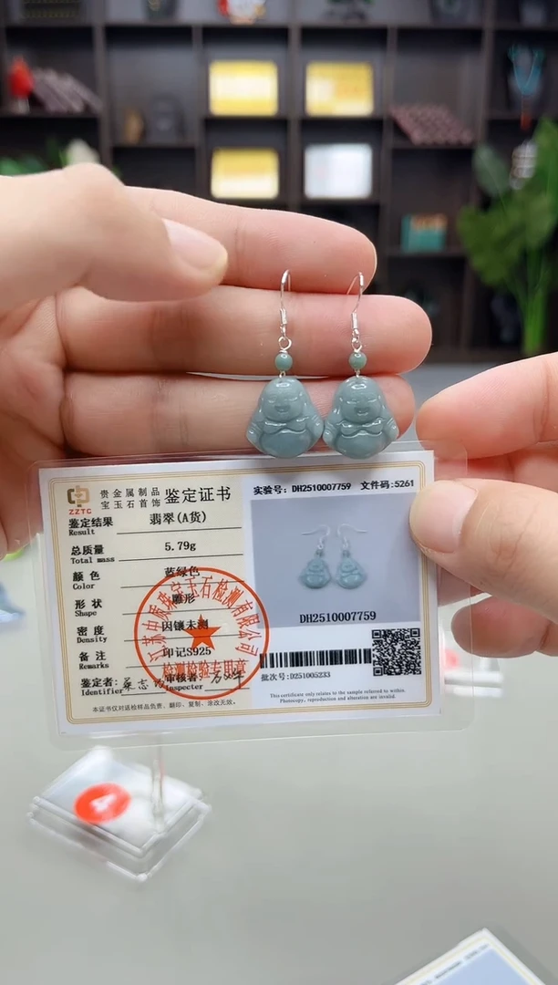 银S925镶嵌翡翠耳饰T07