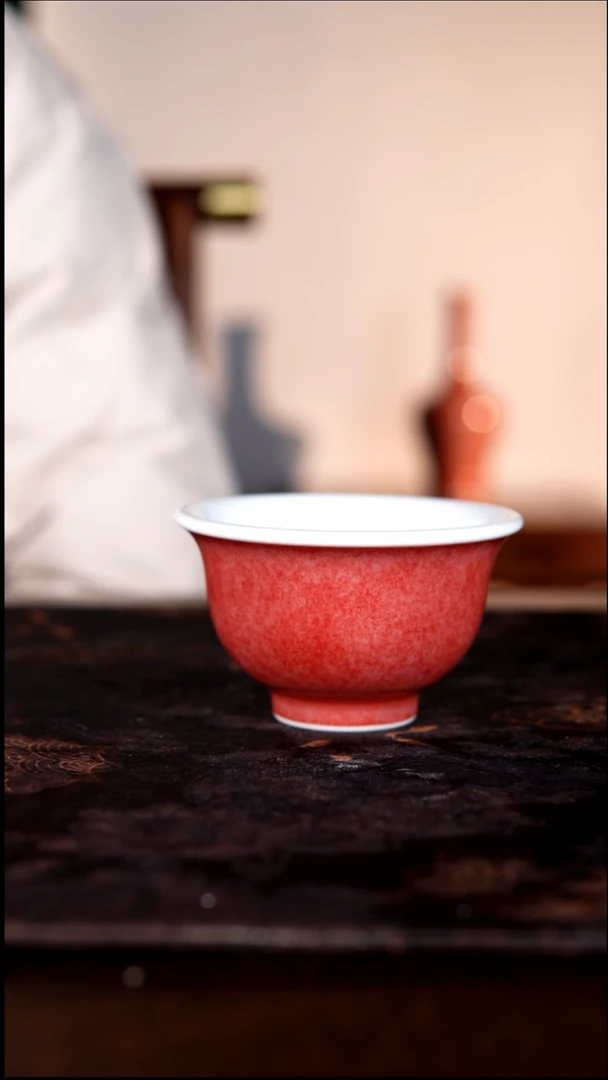 杯子白泥豇豆红陶瓷