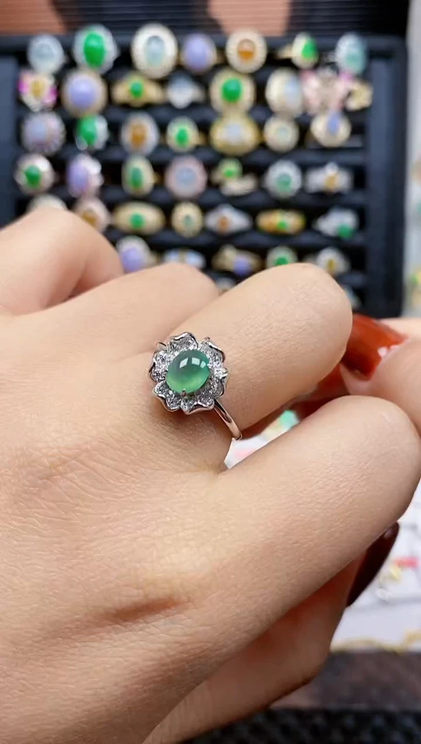 银S925镶嵌戒指翡翠370