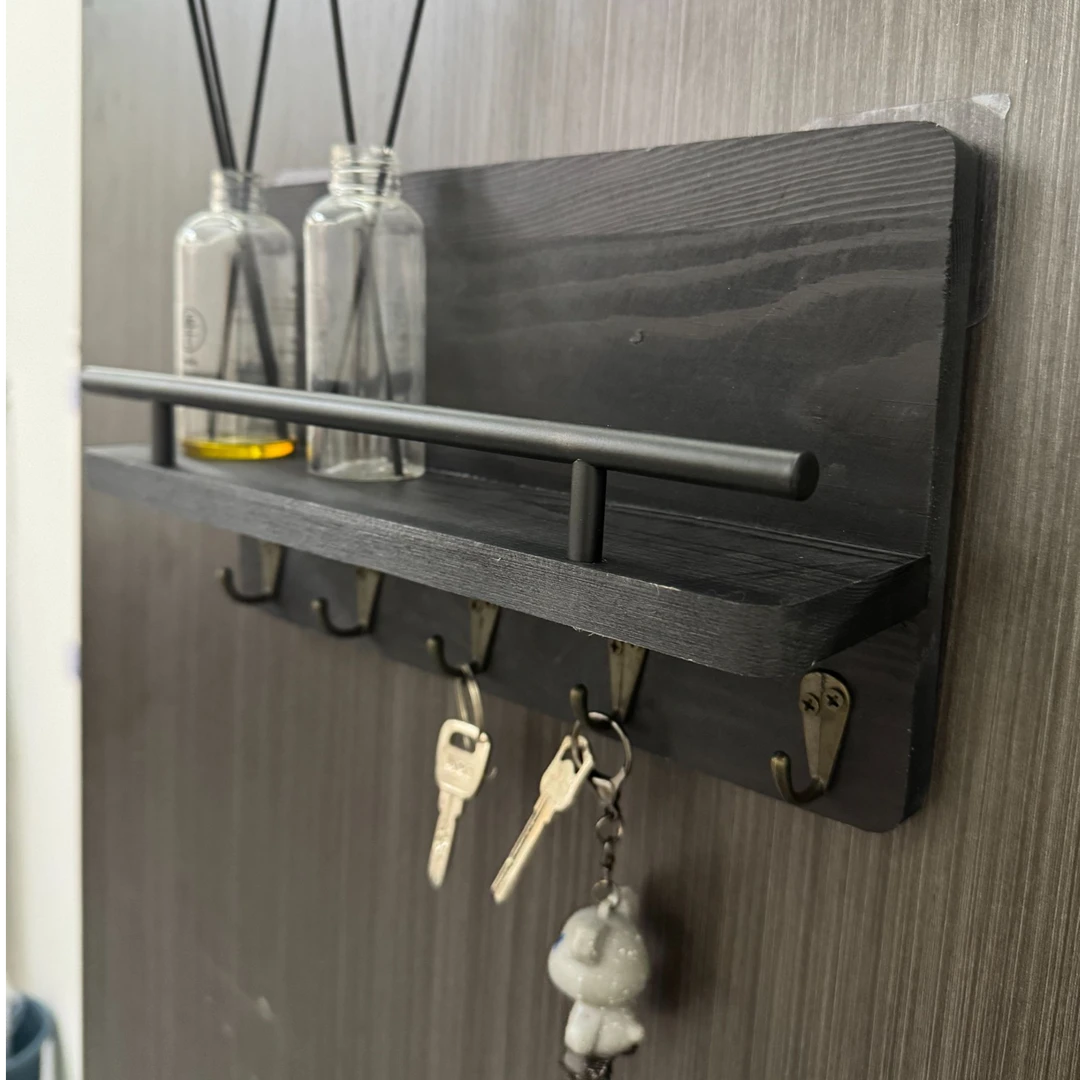 新品木质墙上置物架钥匙架墙壁装饰壁挂钥匙架木质收纳架创意117