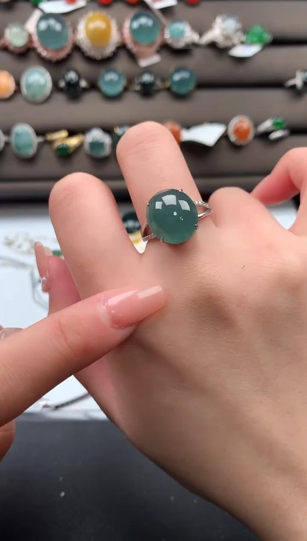 【闪购商品】翡翠戒指银S925镶嵌52114