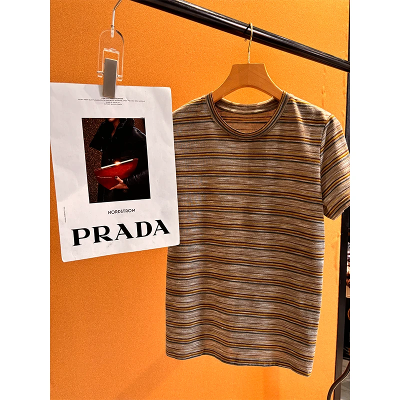 LMXPPJ【美式条纹】撞色条纹休闲感MAX经典美式女T恤MX1489