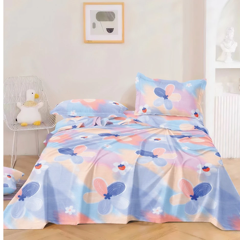 （0216）加厚粗布床单吸汗透气2.45*2.25米（+－5公分）草莓花影-蓝