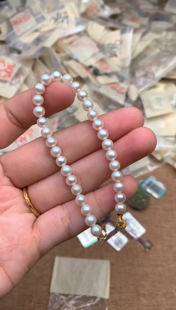 银S925镶嵌手链淡水珍珠 —