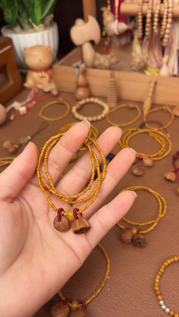 手串桃核三圈好运莲莲竹节跑环