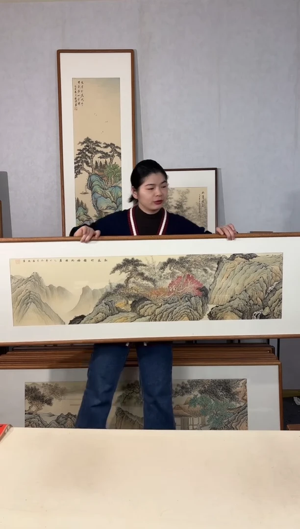 国画手绘*松风竹韵福地雅居*52*172cm带框发货