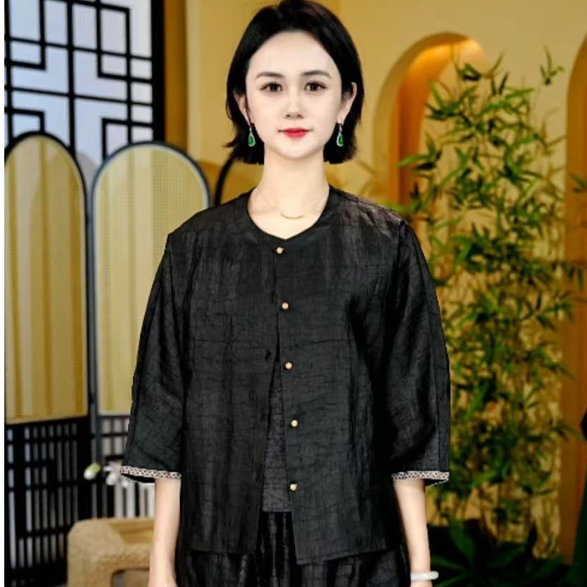 （LL）香云纱桑蚕丝上衣A-101-S3531