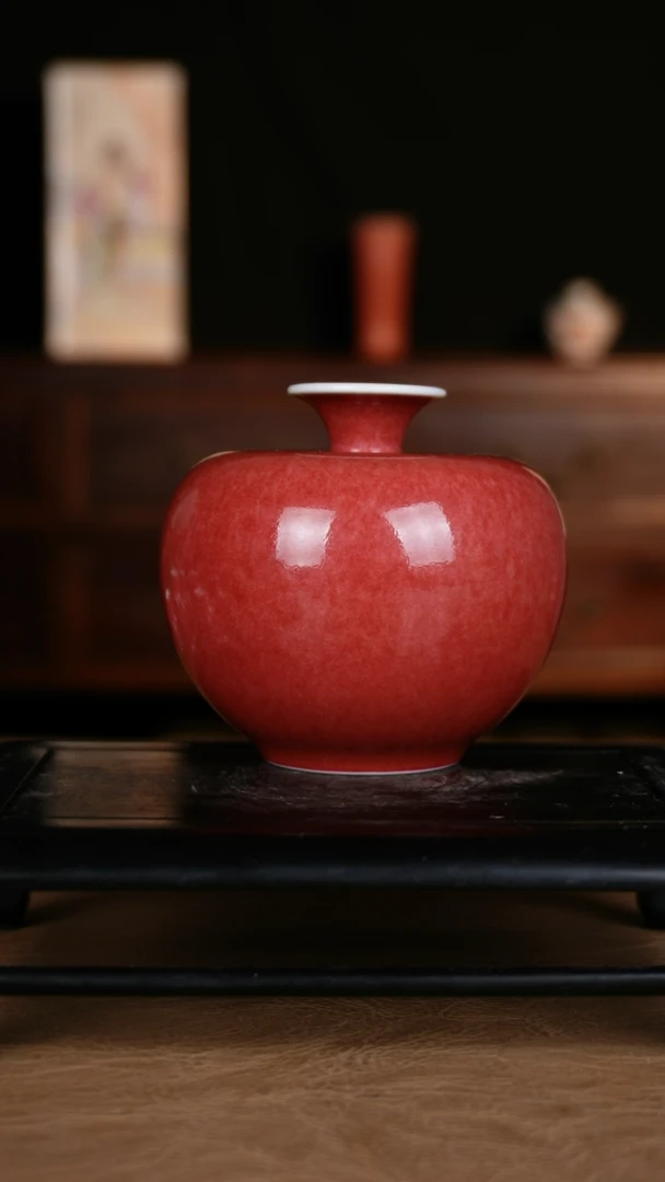 瓶豇豆红景德镇纯手工陶瓷