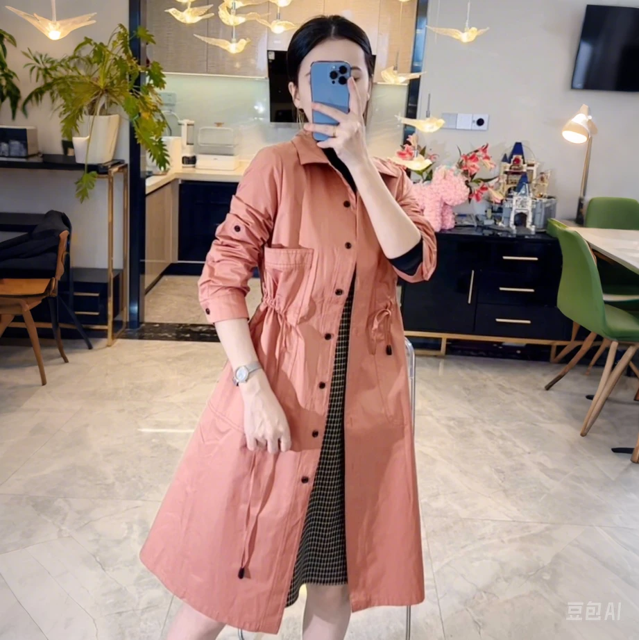 148【媛菲雅--孤品断码】气质网红风衣外套时尚风秋季显瘦收腰翻领