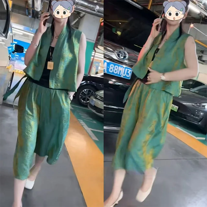 2026夏季新款时尚显瘦气质女士网红洋气两件套气质短袖上衣女套装