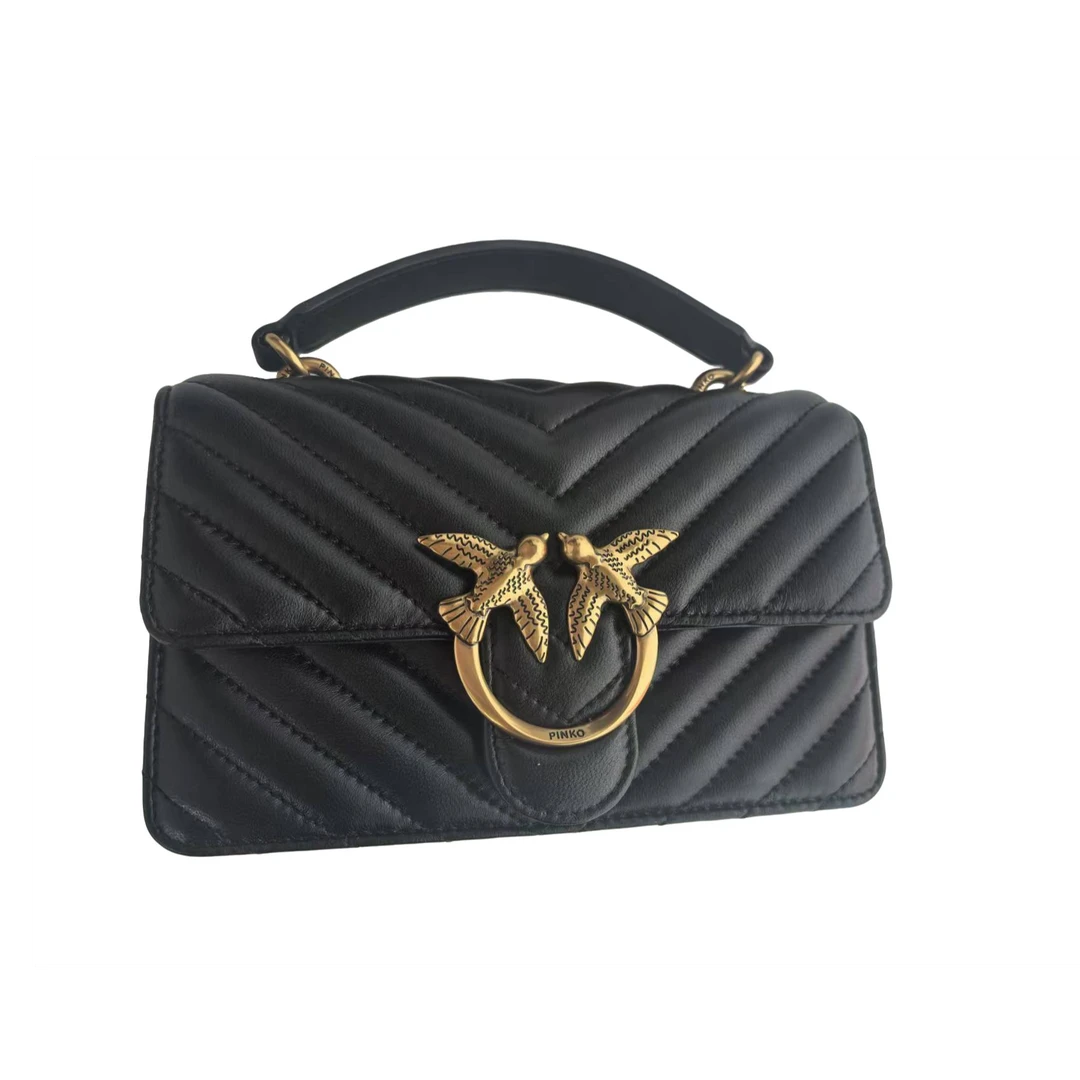 PINKO 品高单肩包时尚黑色经典翻盖奢侈女士中号