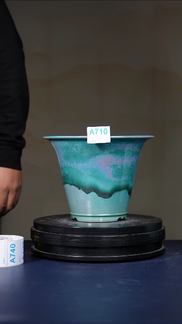 其他龟***视A710号钧瓷青绿釉广口盆