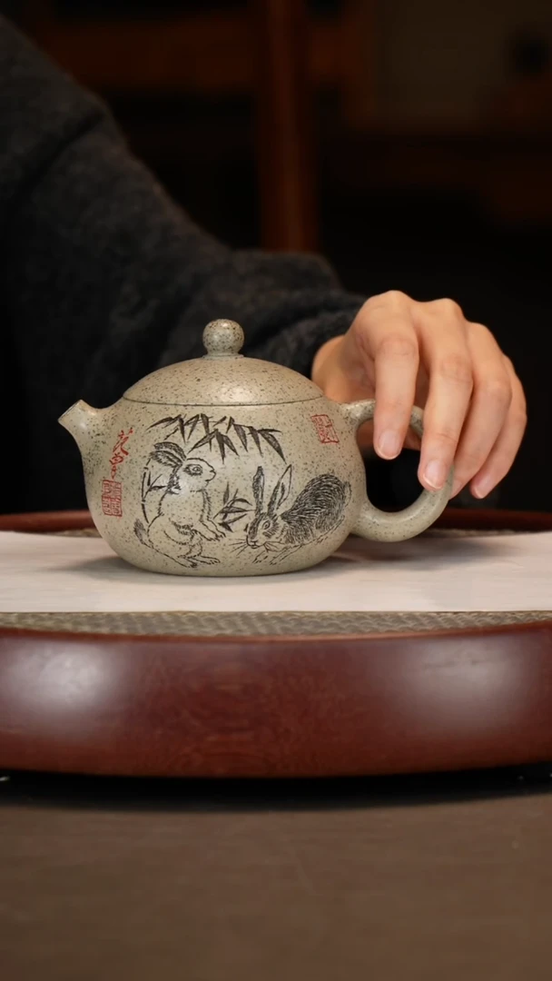 【闪购商品】紫砂茶壶古尚天青西施