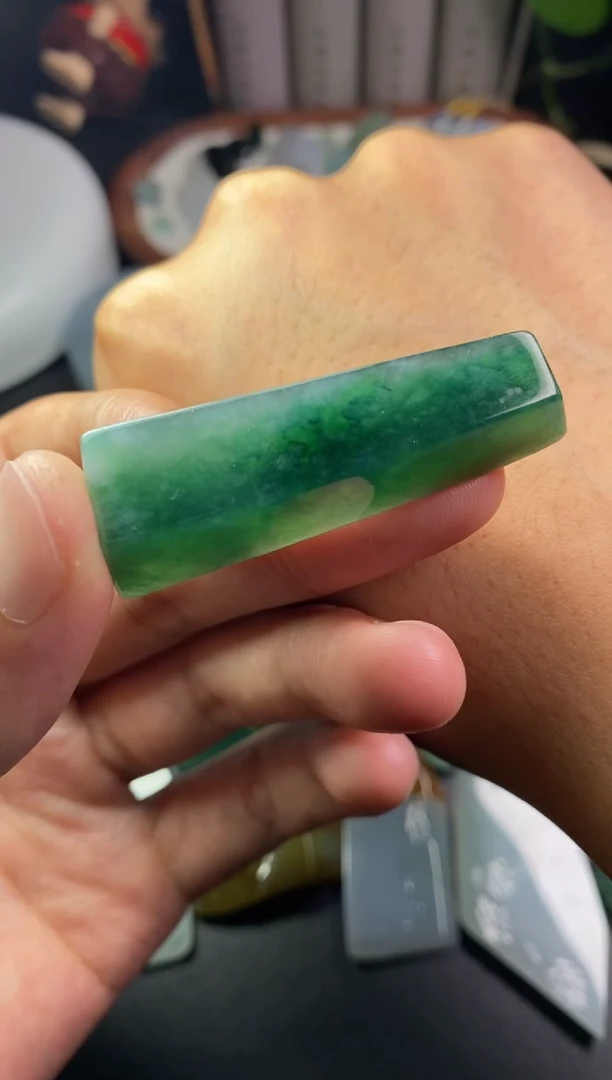 定制翡翠未镶嵌翡翠片料定制工费5.29-49竹节