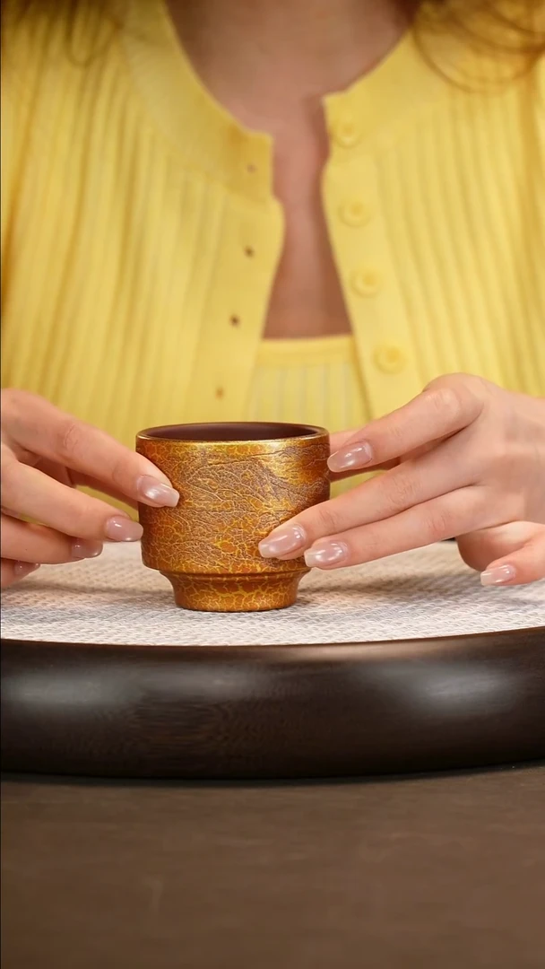 紫砂茶具贝壳烧山水杯