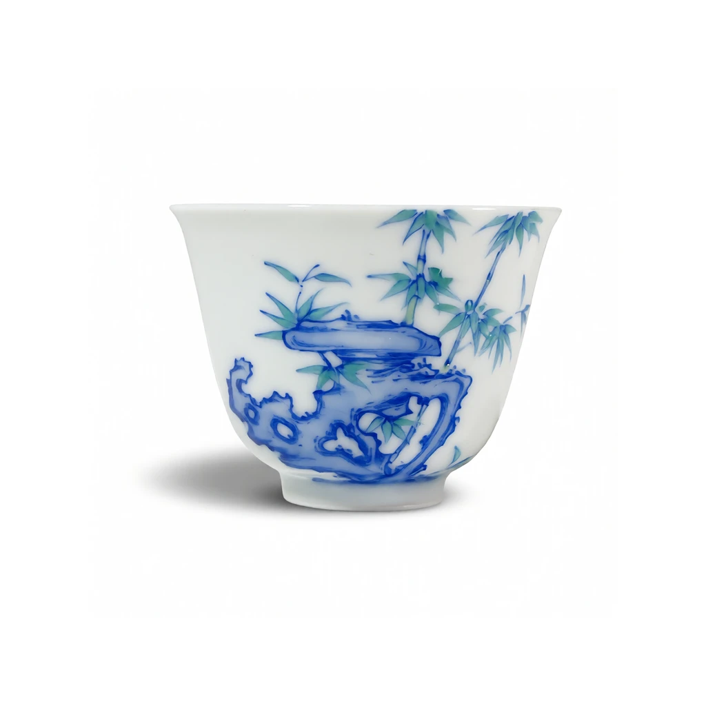 景德镇斗彩石竹花神杯手工主人杯品茗杯茶杯高温釉下青花无毒泡茶
