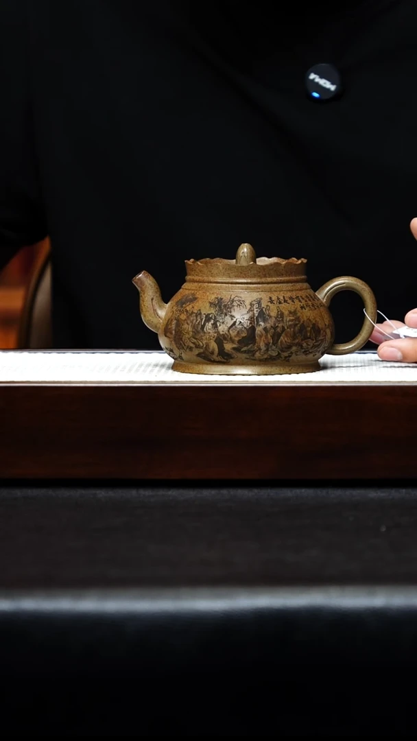 茶壶紫砂宜兴紫砂 僧帽 虎皮金砂 谭青h428